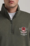 Dik Yaka Haki Slim Fit Sweatshirt 24FWM60198