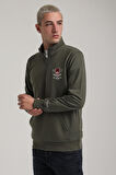 Dik Yaka Haki Slim Fit Sweatshirt 24FWM60198