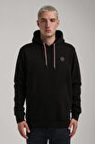 Kapüşonlu Siyah Slim Fit Full-Zip Sweatshirt 24FWM64084