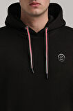 Kapüşonlu Siyah Slim Fit Full-Zip Sweatshirt 24FWM64084