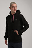 Kapüşonlu Siyah Slim Fit Full-Zip Sweatshirt 24FWM64084