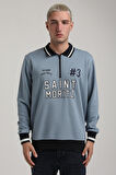 Bisiklet Yaka Mavi Slim Fit Sweatshirt 24FWM60207
