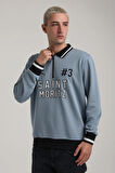 Bisiklet Yaka Mavi Slim Fit Sweatshirt 24FWM60207