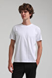 Beyaz Slim Fit Basic Pamuklu Tişört 25SSM20341