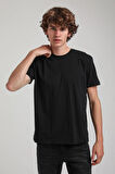 Siyah Slim Fit Basic Pamuklu Tişört 25SSM20341