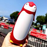 BottleBoss Penguen Figürlü Paslanmaz Çelik Çocuk Matarası 350 Ml Kırmızı