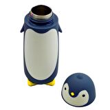 BottleBoss Penguen Figürlü Paslanmaz Çelik Çocuk Matarası 350 Ml Gri