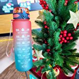 BottleBoss Renk Geçişli Sızdırmaz Kapak Motivasyon Matarası 1 Litre Sticker HEDİYELİ Mor