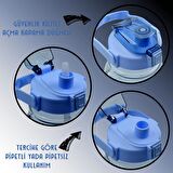 BottleBoss Pipetli Taşıma Askılı Gülümseyen Ayıcık Matara 1,5 Litre Sticker HEDİYELİ Mavi