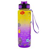 BottleBoss Renk Geçişli Sızdırmaz Kapak Motivasyon Matarası 1 Litre Sticker HEDİYELİ Mor (BB-89959)