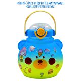 BottleBoss Pipetli Taşıma Askılı Sevimli Matara 1300 Ml Sticker HEDİYELİ Mavi