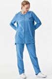 Büyük Beden Taş Detaylı Eşofman Takım - Mavi