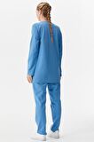 Büyük Beden Taş Detaylı Eşofman Takım - Mavi