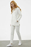 Kapüşonlu Kapitone Detaylı Eşofman Takım - Ekru
