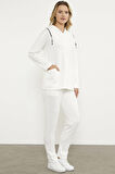 Fermuar Detaylı Cepli Eşofman Takım - Ekru