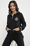 Nakış Detaylı Jogger Eşofman Takım - Siyah