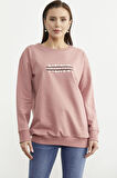 Sıfır Yaka Oversize Sweatshirt - Gül Kurusu