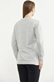 Baskılı Oversize Basic Sweatshirt - Gri