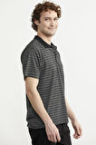Polo Yaka Cepli Regular Fit Tişört - Siyah