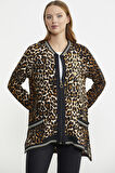 Leopar Desenli Cep Detaylı Tunik Takım - Kahve