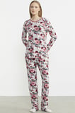 Çiçek Desenli Yumuşak Dokulu Pijama Takım - Kırmızı