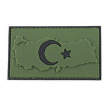 Single Sword Bayrak Plastik Kabartma Haritalı Patch - Peç HAKİ