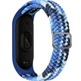 Xiaomi Mi Band 7 ile Uyumlu Mixed Kayış Hasır Örmeli Kordon Kayış Bluee
