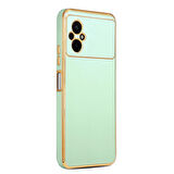 Xiaomi Poco M5 ile uyumlu Kılıf Gold Kenar Pastel Renkli Halcyon Z-Bark Kapak Açık Yeşil