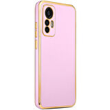 Xiaomi Mi 12 Lite ile uyumlu Kılıf Gold Kenar Pastel Renkli Halcyon Z-Bark Kapak Lila