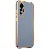 Xiaomi Mi 12 Lite ile uyumlu Kılıf Gold Kenar Pastel Renkli Halcyon Z-Bark Kapak Mavi