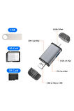 6 In 1 Usb, Type-c, Mikro Usb To Usb2.0/tf/sd Kart Okuyucu 3 Port Hub Adaptör Çevirici