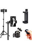 3 Ayaklı Alüminyum Bluetooth Kumandalı Tripod Telefon Tutuculu 2 Metre Tripod
