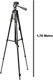 Coverzone Tripod Bluetooth Kumandalı Şarjlı Kalın Sağlam Aliminyum Kalın Gövdeli Profesyonel Telefon Tutucu Çantalı 170 Cm Tripod Neepho F8840