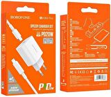 Borofone BA38A Lightning - Type-C 20 Watt Hızlı Şarj Aleti Beyaz