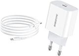 Borofone BA38A Lightning - Type-C 20 Watt Hızlı Şarj Aleti Beyaz