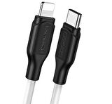 Borofone Data ve Şarj Kablo Silikon PD 20W Type-C To Lightning 1 Metre Uzunluk Output 3A Seyahat Ev Ofis Kullanımına Uygun BX42 (Beyaz)