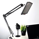 Coverzone Masa Tablet Telefon Tutucu Birinci Kalite Malzeme Sıkıştırmalı Ayarlanabilir 360 Derece Dönebilen Orjinal Ürün Multi Fonksiyonel Teleskopik Boyun Dizayn Kolay Montaj Ms-03