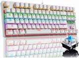 Leaven K550 Kablolu Klavye Led RGB 87 Tuşlu Switch Renk Seçeneği Gökkuşağı Renler Mekanik Oyuncu Işıklı Klavye Ergonomik Tasarım Rahat 150cm Kablo Uzunluğu Bilgisayar PC için (Mavi Switch)