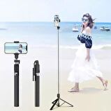 Coverzone Tripod Ve Selfie Çubuğu P170 Bluetooth Uzaktan Kumandalı Cep Telefonu Yüksekliği Ayarlanabilir Masaüstü Portatif Taşınabilir İç ve Dış Mekan Evde Tatilde Kampda Kullanıma Uygun Tripod