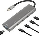 Coverzone Macbook Şarj Uyumlu Type-C Destekli 60W Pd Tüm Bilgisayarlar İçin Şarj Uyumlu 5 in 1 Hub Dönüştürücü 10 gbps Çevirici Çoklayıcı USB Typec Girişli C268