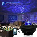 Coverzone Galaksi Gökyüzü ve Yıldızları Yansıtan Projektörü Gece Lambası Hoparlör Özellikli LED RGB Işıklı Uzaktan Kumandalı 3 Farklı Aydınlık Seviyesi Telefon ile Bluetooth Bağlantı 13cm x 16cm SP17