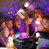 Coverzone Galaksi Gökyüzü ve Yıldızları Yansıtan Projektörü Gece Lambası Hoparlör Özellikli LED RGB Işıklı Uzaktan Kumandalı 3 Farklı Aydınlık Seviyesi Telefon ile Bluetooth Bağlantı 13cm x 16cm SP17