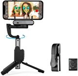 Coverzone Akıllı Telefonlar İçin Gimbal Stabilizator Ultra Hafif 195 Gram Dahili Batarya 460 mAh 360 Derece Dönebilen Başlık Android ve iPhone Katlanabilir Video Kaydı için Sabitleyici isteady Q