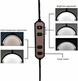 Profesyonel Led Hilal Işık 3 Modlu Telefon Tutuculu Makeup Klinik İpek Kirpik Protez Tırnak Botoks Dolgu Estetisyen Yarım Ay Led C-Kelepçe ile Masa Kenarına Sıkıştırılabilir Metal Işık Standı M3X