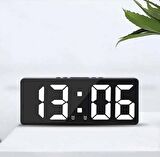 Coverzone Büyük Led Ekranlı Alarmlı Siyah Masa Saati Multi Fonksiyonel Parlaklık Ayarı ve Kullanımı Kolay 17cm x 7cm F6628