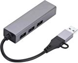 Coverzone USB 3.0 to Ethernet RJ45 Lan Hub 1000Mbps 3 Adet USB 3.0 Çıkışlı Ethernet Adaptörü type-c RJ45 LAN Kablosu USB 3.0 Hub Ağ Kartı PC Macbook Samsung