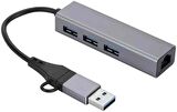 Coverzone USB 3.0 to Ethernet RJ45 Lan Hub 1000Mbps 3 Adet USB 3.0 Çıkışlı Ethernet Adaptörü type-c RJ45 LAN Kablosu USB 3.0 Hub Ağ Kartı PC Macbook Samsung
