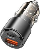 Araç Çakmak Şarj 83W PD65W + QC USB 3.0 Yüksek Güç Hızlı Şarj Tablet Telefon ve GPS Şarj Edebilirsiniz Kristal Transparan Tasarım Araba Çakmak Şarj Z20A