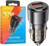 Araç Çakmak Şarj 83W PD65W + QC USB 3.0 Yüksek Güç Hızlı Şarj Tablet Telefon ve GPS Şarj Edebilirsiniz Kristal Transparan Tasarım Araba Çakmak Şarj Z20A