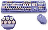 Mofii Kablosuz Klavye Ve Mouse Set Bluetooth 104 Tuşlu Pc Notebook Uyumlu Klayve ve Fare 136mm x 445mm ZR513 (Lila)